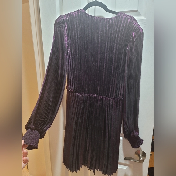 Express Metallic Pleated Mini Dress – Deep Purple, Size L - Picture 4 of 6